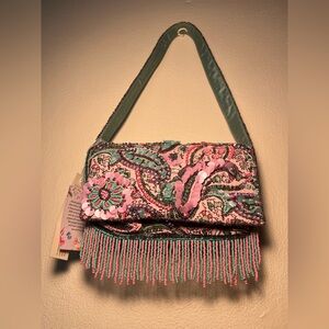 NWT MADE IN INDIA HANDMADE Beaded Fringe Paisley Shoulder Bag